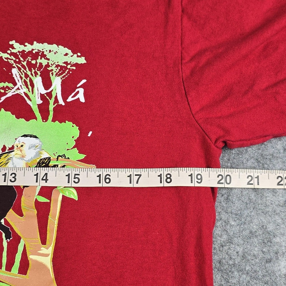 New Horizons Panama Shirt Mens Medium Red Rainforest Mono Cariblanco Monkey Tee - Picture 7 of 11